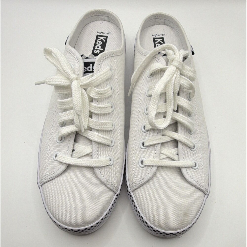 Keds Softerra Women’s White Canvas Low Top Lace-Up Sneakers Casual Solid 9.5